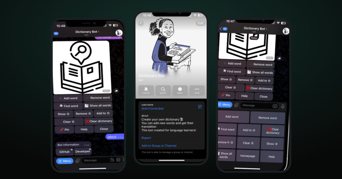 Dictionary Telegram bot — word saving and DeepL translations case