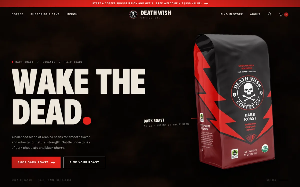 Концепт сайту Death Wish Coffee