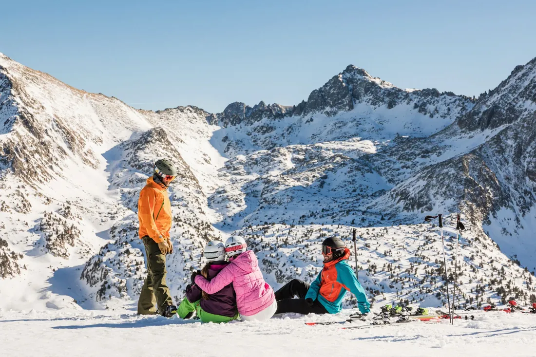 Skiers above Soldeu, Grandvalira