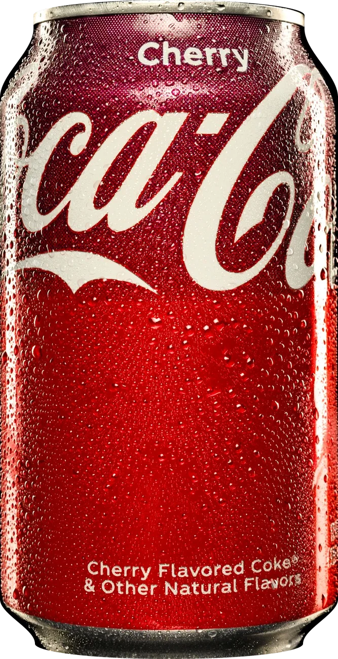Coca-Cola Cherry can, cold, covered in condensation