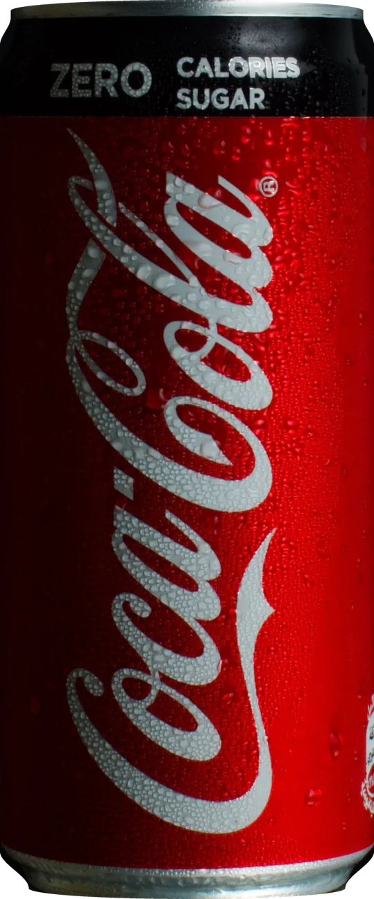 Coca-Cola Zero Sugar can, cold, covered in condensation