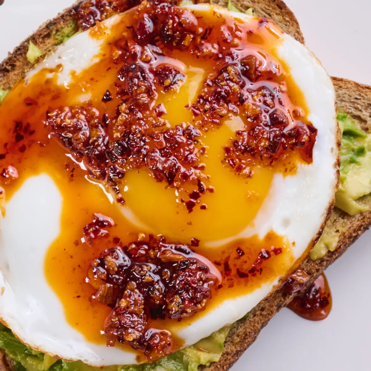 Fried egg toast with Mild Crunchy Garlic